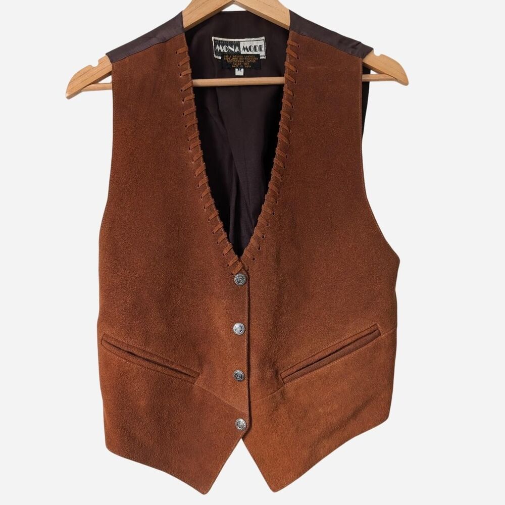 Mona-mode Men's Vintage Western Suede Vest Size Medium